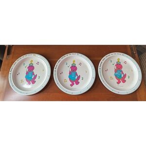 Vintage 1992 Barney Strike Up The Band Melamine Plates Selandia Lot of 3